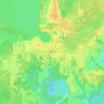 Mappa topografica Melrose, altitudine, rilievo