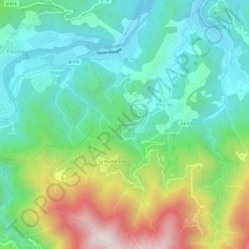Mappa topografica Canadells, altitudine, rilievo