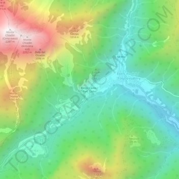 Mappa topografica Ciolos, altitudine, rilievo
