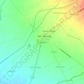 Mappa topografica Nagkaysa, altitudine, rilievo