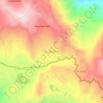 Mappa topografica Yanacocha, altitudine, rilievo