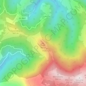 Mappa topografica Indo, altitudine, rilievo