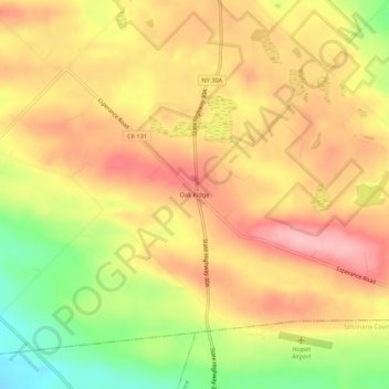 Mappa topografica Oak Ridge, altitudine, rilievo