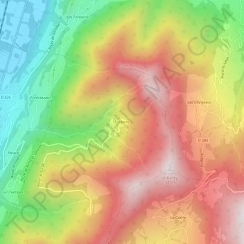 Mappa topografica Sollières, altitudine, rilievo