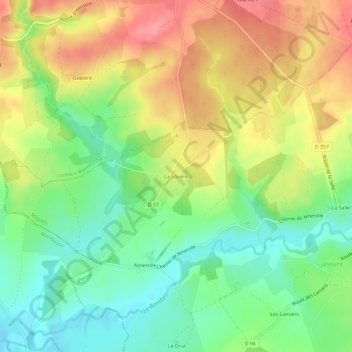 Mappa topografica La Louère, altitudine, rilievo