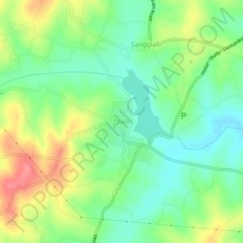 Mappa topografica Thalli, altitudine, rilievo