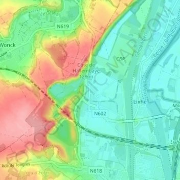 Mappa topografica Loën, altitudine, rilievo