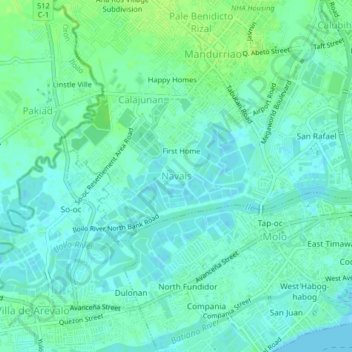Mappa topografica Navais, altitudine, rilievo