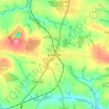 Mappa topografica Johnston, altitudine, rilievo