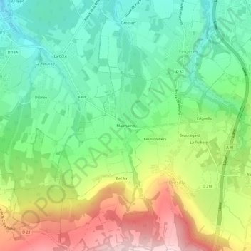 Mappa topografica Malchamp, altitudine, rilievo