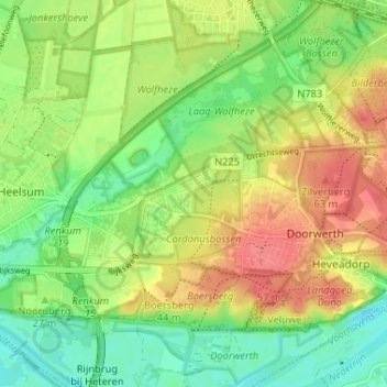 Mappa topografica Kievitsdel, altitudine, rilievo