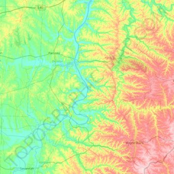 Mappa topografica Kellys Island, altitudine, rilievo
