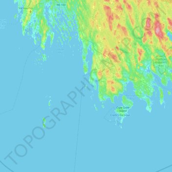 Mappa topografica Johns Island, altitudine, rilievo