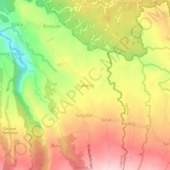 Mappa topografica Isabang, altitudine, rilievo
