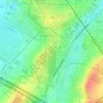 Mappa topografica Murigny, altitudine, rilievo