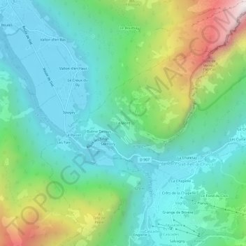 Mappa topografica Le Mont, altitudine, rilievo