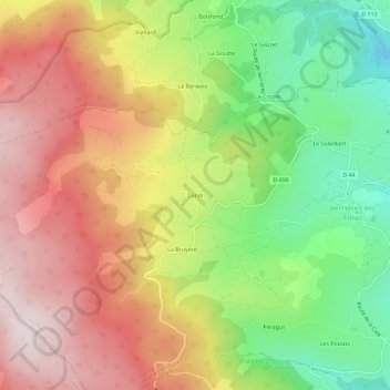 Mappa topografica Conol, altitudine, rilievo