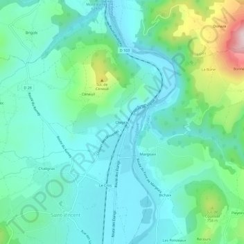 Mappa topografica Cheyrac, altitudine, rilievo