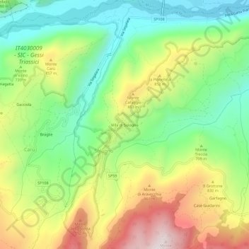 Mappa topografica Villa di Sologno, altitudine, rilievo