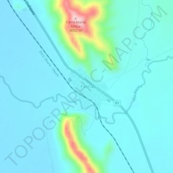 Mappa topografica Pazña, altitudine, rilievo