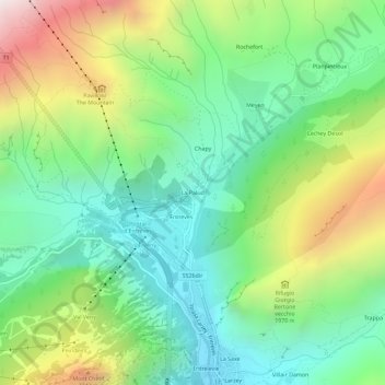 Mappa topografica La Palud, altitudine, rilievo