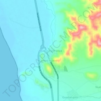 Mappa topografica Nueva Esperanza, altitudine, rilievo