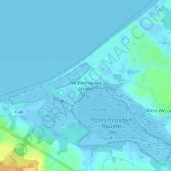 Mappa topografica Weißenhäuser Strand, altitudine, rilievo