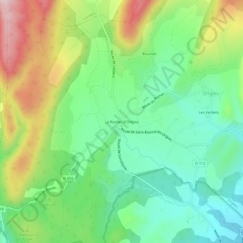 Mappa topografica Le Rocher d'Ongles, altitudine, rilievo