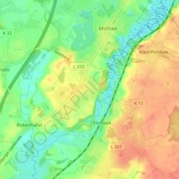 Mappa topografica Voorde, altitudine, rilievo