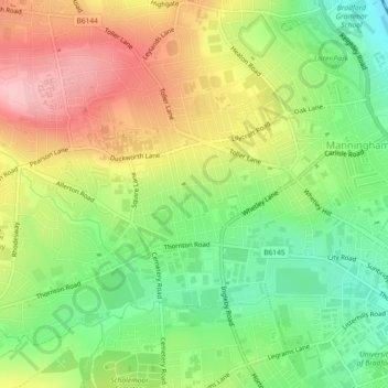 Mappa topografica Girlington, altitudine, rilievo