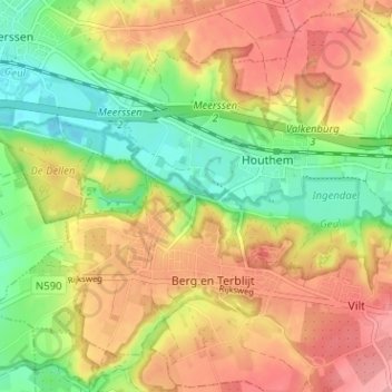 Mappa topografica Geulhem, altitudine, rilievo
