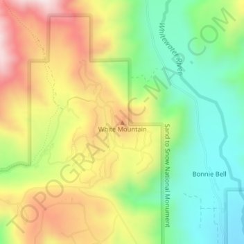 Mappa topografica White Mountain, altitudine, rilievo
