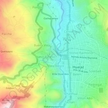 Mappa topografica Los Olivos, altitudine, rilievo