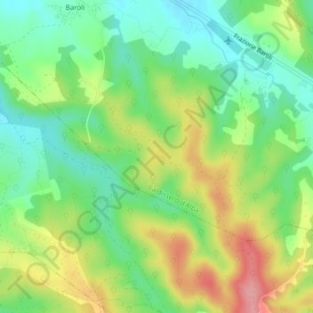 Mappa topografica Bricco Rotondo, altitudine, rilievo