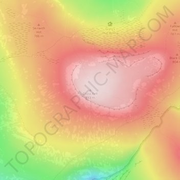 Mappa topografica Cross Fell, altitudine, rilievo