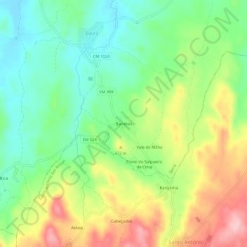 Mappa topografica Barretos, altitudine, rilievo