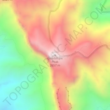 Mappa topografica Guadalupe Peak, altitudine, rilievo