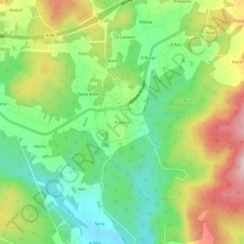 Mappa topografica A Igrexa, altitudine, rilievo