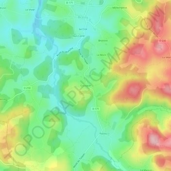 Mappa topografica Gouvault, altitudine, rilievo