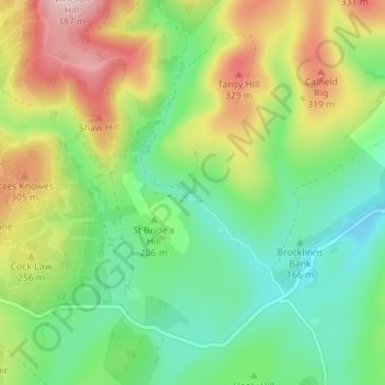 Mappa topografica Cleuchfoot, altitudine, rilievo