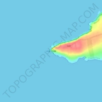 Mappa topografica Loop Head, altitudine, rilievo