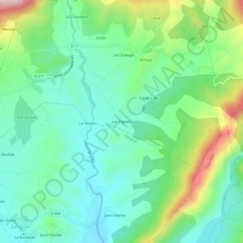 Mappa topografica Les Pignets, altitudine, rilievo