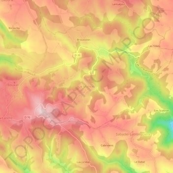 Mappa topografica Le Montet, altitudine, rilievo