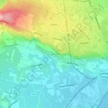 Mappa topografica Canalicchio, altitudine, rilievo