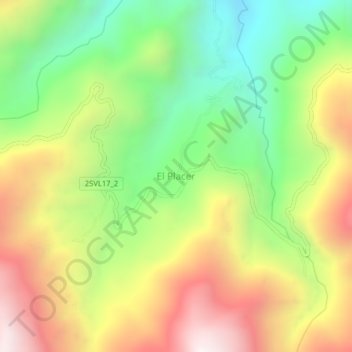 Mappa topografica El Placer, altitudine, rilievo
