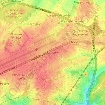 Mappa topografica Ransart, altitudine, rilievo