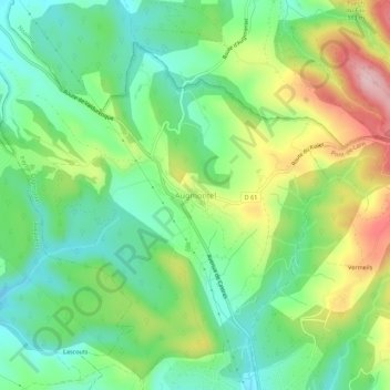 Mappa topografica Augmontel, altitudine, rilievo