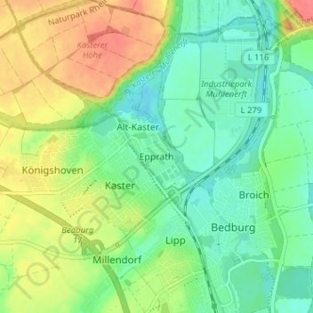 Mappa topografica Epprath, altitudine, rilievo