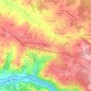 Mappa topografica La Barre, altitudine, rilievo