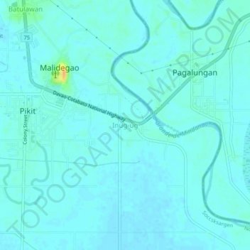 Mappa topografica Inug-ug, altitudine, rilievo